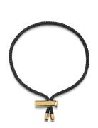 Men's Black String Bracelet With Adjustable Gold Lock Nialaya Gold