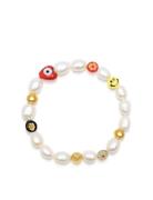 Men's Smiley Face Pearl Bracelet Nialaya Patterned