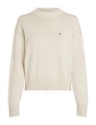 Monogram Embro Crewneck Sweater Calvin Klein Jeans Cream