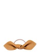 Leather Bow Big Hair Tie Corinne Beige