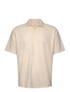 V-Neck Jacquard Polo S/S Lindbergh Cream