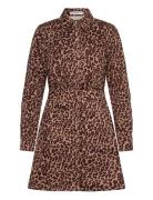 Leopard-Print Shirt Dress Mango Brown