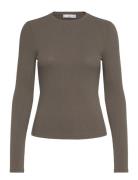 Ribbed Long-Sleeved T-Shirt Mango Khaki