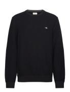 Cotton Micro Textured C-Neck GANT Black