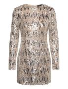 Sequin Shoulder Pads Dress Mango Silver