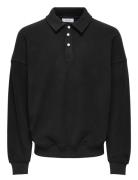 Onsdominic Rlx Ls Rugby Sweat Vd ONLY & SONS Black