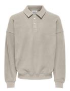 Onsdominic Rlx Ls Rugby Sweat Vd ONLY & SONS Grey