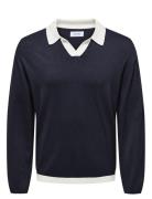 Onsadrian Reg 12 Ls Contrast Polo Knit ONLY & SONS Navy