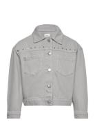 Studded Denim Jacket Mango Grey