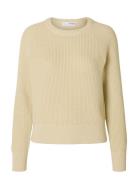 Slfbirla Ls Knit Short O-Neck Selected Femme Cream