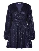 Nera Sparkling Balloon Sleeve Dress Bubbleroom Navy