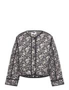 Printed Quilted Jacket Mango Black