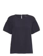 Crepe Light Puff Sleeve Top French Connection Navy