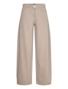 Wideleg Jeans With Zip Mango Beige