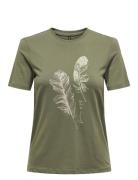 Onlkita Life Reg S/S Feathers Top Jrs ONLY Khaki