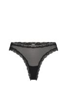 Mesh Lace Trim Thong Understatement Underwear Black