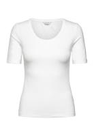 Slim Cot/Ela Ss Scoop Neck Top GANT White