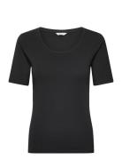 Slim Cot/Ela Ss Scoop Neck Top GANT Black