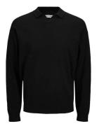Jjcolin Slub Knit Polo Ls Jack & J S Black