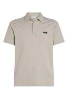 Stretch Pique Slim Button Polo Calvin Klein Grey