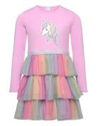 Dress L S Unicorn And Mesh Ski Lindex Pink