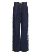 Embroidered Denim Pleated Jeans Bobo Choses Navy