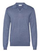 Ecovero L/S V-Neck Polo Lindbergh Blue