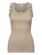 Rwbabette Silk Sl U-Neck Long Lace Rosemunde Khaki