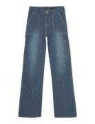 Wide Worker Striped Pants Indian Blue Jeans Blue