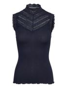 Rmwbea Sl Turtleneck Lace Top RM By Rosemunde Navy