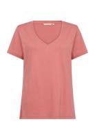 Crnaia Deep V-Neck T-Shirt Cream Pink