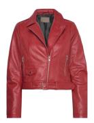 Helen Leather Biker Jacket Jofama Red