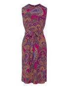 Paisley Belted Bubble Crepe Dress Lauren Ralph Lauren Pink