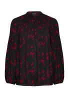 Floral Pleated Georgette Blouse Lauren Ralph Lauren Black