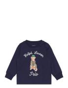 Dog-Print Cotton Long-Sleeve Tee Ralph Lauren Baby Navy