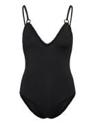 Nila V-Neck Crochet Trimmed Swimsuit Malina Black