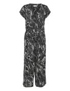 Kamira Plain Weave Jumpsuit Printed Kaffe Black
