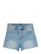 Wide Denim Shorts Damaged Indian Blue Jeans Blue