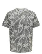 Onsperry Life Reg Leaf Aop Ss Tee Noos ONLY & SONS Grey