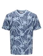 Onsperry Life Reg Leaf Aop Ss Tee Noos ONLY & SONS Blue