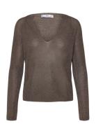 V-Neck Lurex Sweater Mango Brown