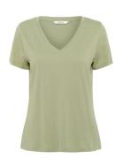 Crnaia Deep V-Neck T-Shirt Cream Green