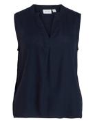 Virosa V-Neck S/L Top - Noos Vila Navy