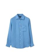 Classic Linen Shirt Lexington Clothing Blue