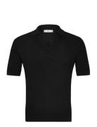 Structured Fine-Knit Polo Shirt Mango Black