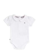Essential Pointelle Body Ss Tommy Hilfiger White
