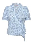 Peony Wrap Blouse A-View Blue