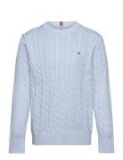 Crew Neck Cotton Cable Sweater Tommy Hilfiger Blue