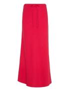 Linen Maxi Skirt A-View Red