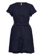 Belted Linen Dress Lexington Clothing Navy
